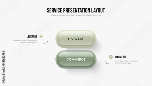 Digital Showcase Presentation Layout Vector Illustration. Business Forecast 2 Element Infographic Slideshow Design. Product Performance Two Option Diagram Slide Template.