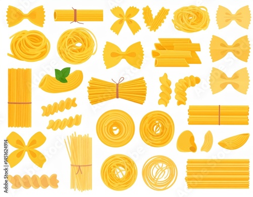 Various Types Of Pasta Illustration