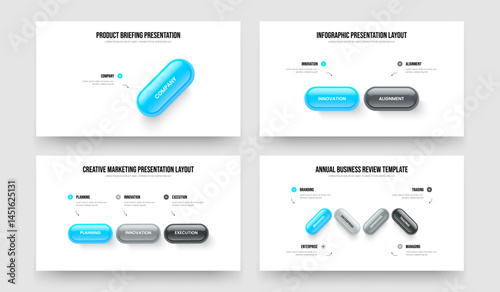 Modern Campaign One Two Three Four Option Infographic Frame Layout Vector Illustration Collection. Enterprise Strategy 1 2 3 4 Step Diagram Presentation Design Set.