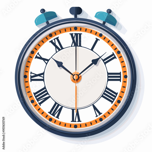 Vector illustration of a clock on a white background. Time is money.