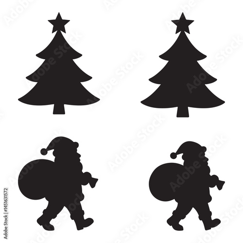 Simple Christmas Tree Silhouette in Snowy Scene