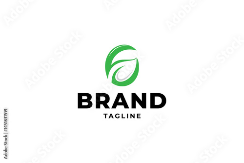 Letter G logo with natural green Leaf in flat vector design