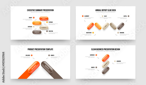 Advertising Development 4 5 2 3 Option Infographic Frame Template Collection. Creative Review Four Five Two Three Step Diagram Slide Layout Vector Illustration Bundle.