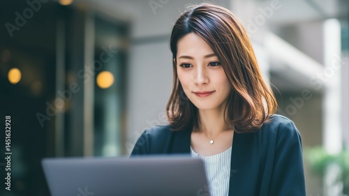 ノートパソコンで仕事をする女性