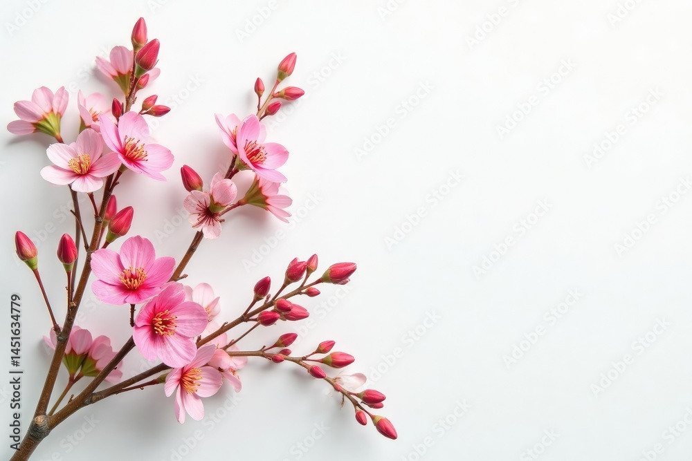 Obraz premium Delicate, small-scale floral sprigs on a white background , white, pattern