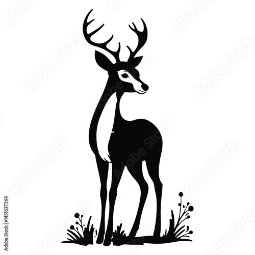 Dik dik animal silhouette black vector art design on white background