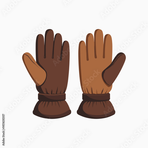 pair of brown leather gloves with white stitching