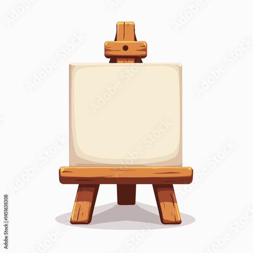wooden easel with empty canvas  artwork display stand