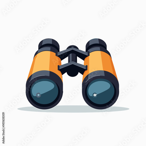 vibrant orange binoculars with blue lenses  outdoor adventure equipment