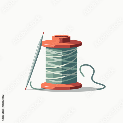 colorful thread spool with pen  handcrafting supplies