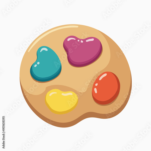 colorful cookie with heart shaped candies  stock illustration