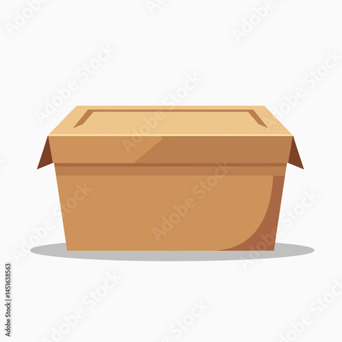 brown cardboard box with lid  flat design illustration