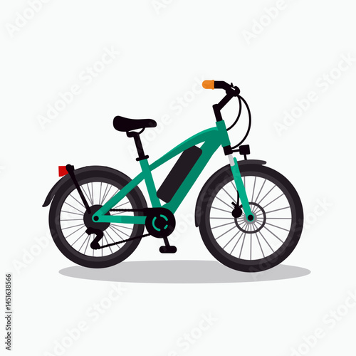 electric bicycle with teal frame and orange handlebars  modern ecofriendly transportation