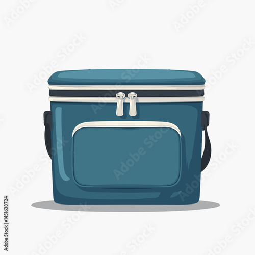 blue cooler with white handles and lid  refrigerated picnic box