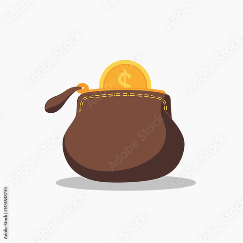 brown leather pouch with gold coins inside