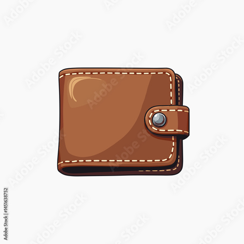 brown leather wallet with silver buckle  stock illustration