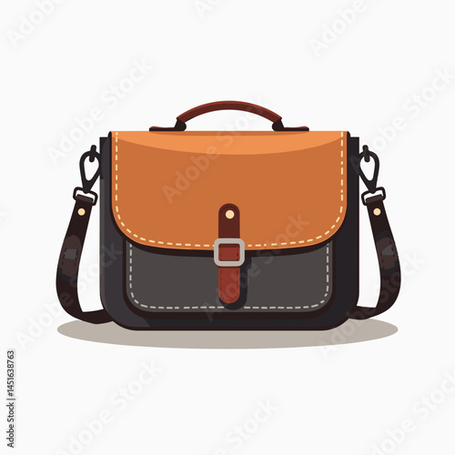 brown leather briefcase with strap  vintage style, two tone design