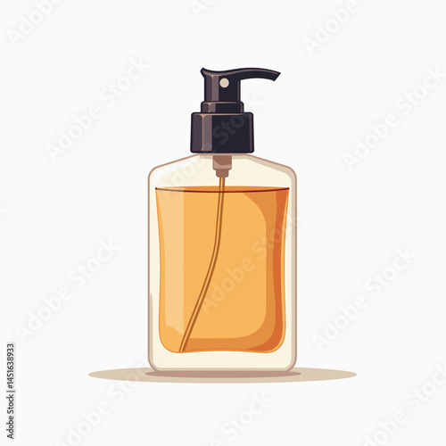 hand soap with pump dispenser  yellow liquid, black bottle