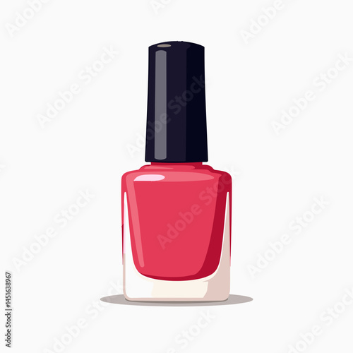vibrant pink nail polish bottle with black cap  stock illustration