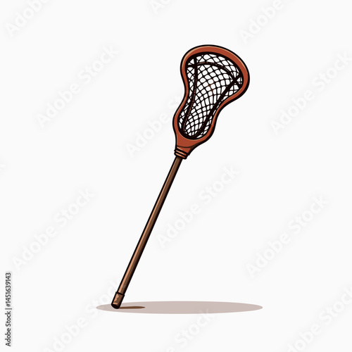 lacrosse stick cartoon illustration with brown net and handle