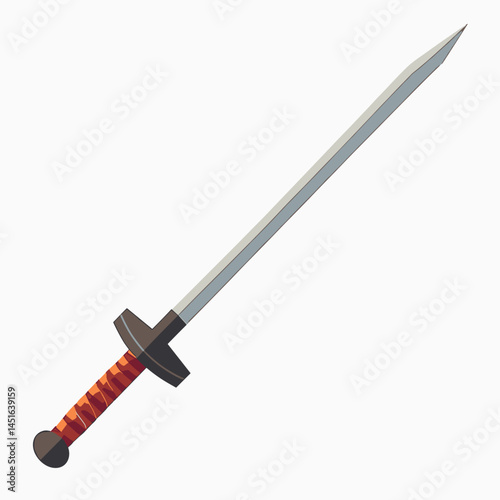 d render of medieval sword with red grip