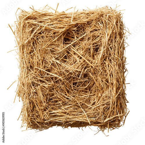 Square Hay Bale Dry Straw Texture Background photo