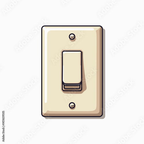 light switch illustration  beige wall plate with white knob