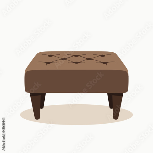 brown ottoman footrest with wooden legs
