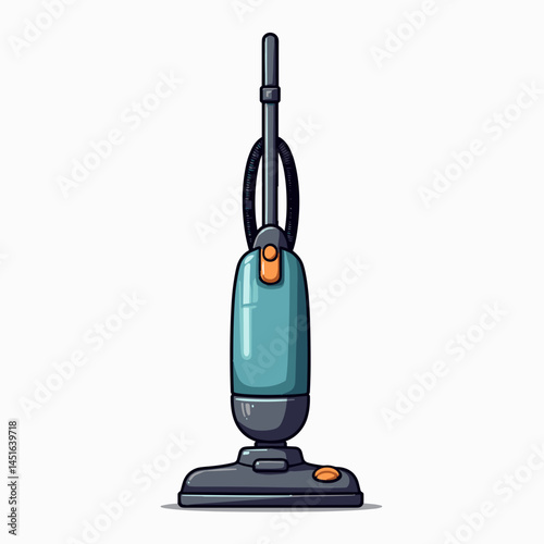 vacuum cleaner with blue body and black hose
