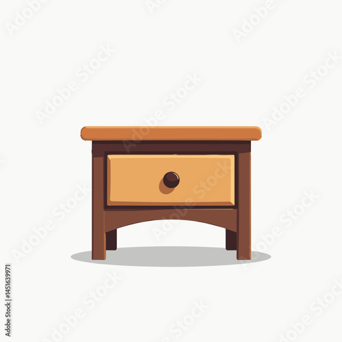 wooden table with brown drawer  flat design illustration