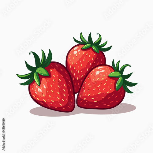 vibrant red strawberries with green leaves  fresh produce illustration