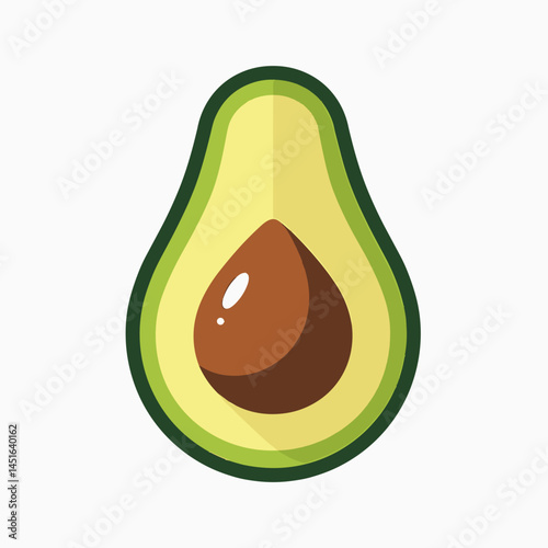 vibrant avocado illustration with green skin and brown pit