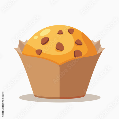 chocolate chip muffin in brown paper bag