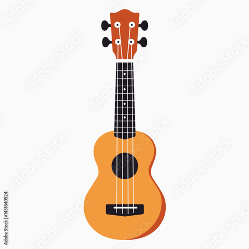 vibrant yellow ukulele with black strings and fretboard