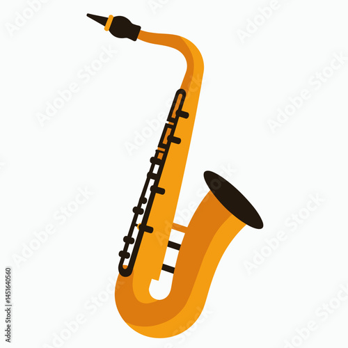 vibrant yellow saxophone with black keys  musical instrument illustration