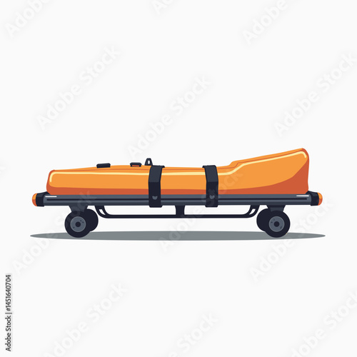 vibrant orange ambulance cart with black strap