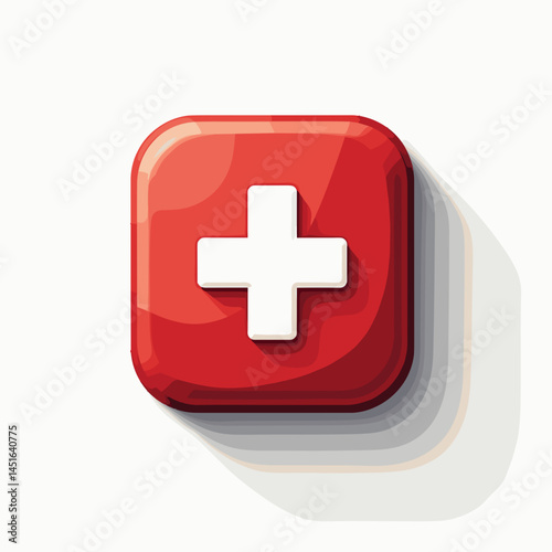 red medical cross icon with shadow effect