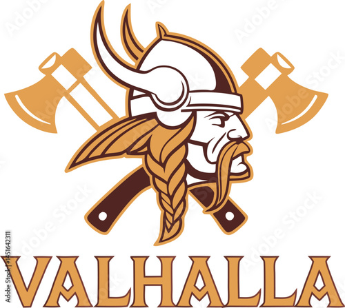 Viking Valhalla Logo Vector Helmet Warrior Design