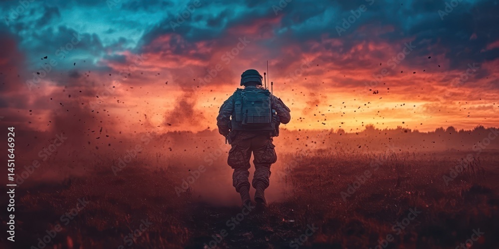 Obraz premium War infantry fighting vehicle banner