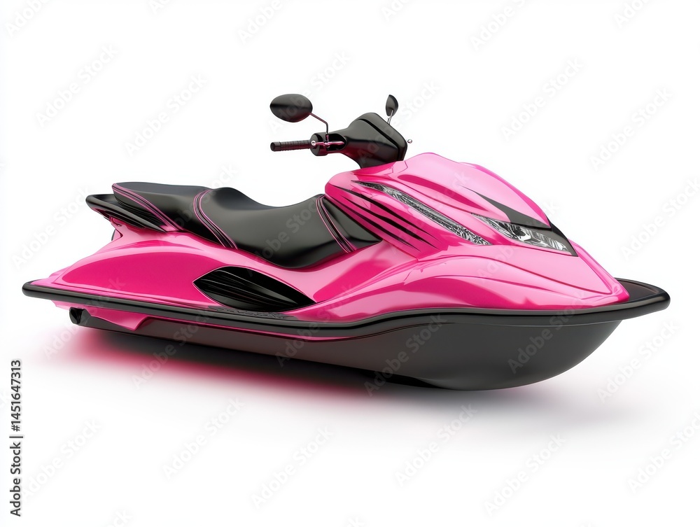 Naklejka premium Sleek Pink and Black Jet Ski on White Background