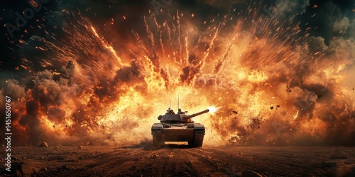 Obraz na płótnie War tank banner w salonie