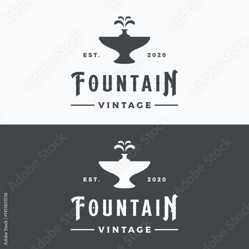 Retro vintage water fountain logo template design.