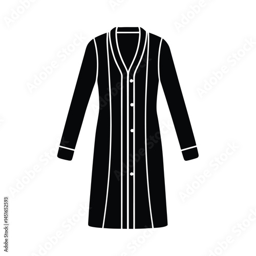 Long Cardigan with Ribbed Edges Icon Silhouette Vector Illustration