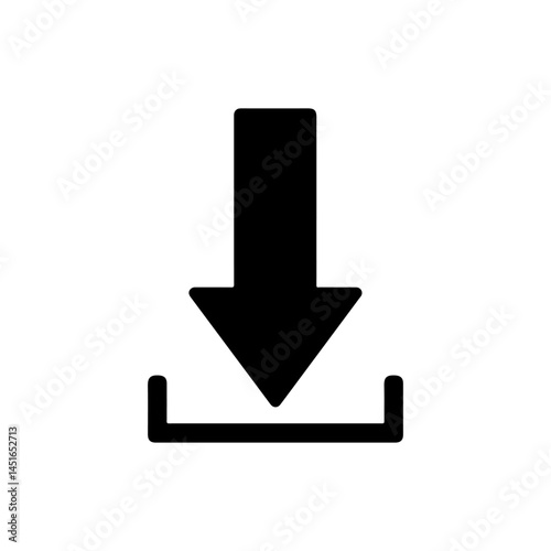Black Download arrow  silhouette vector illustration on white background
