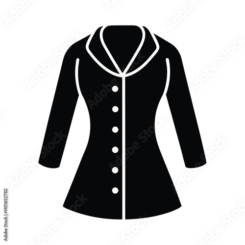 Longline Blouse with Button Front Icon Silhouette Vector Illustration