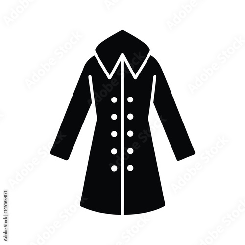 Raincoat With Front Buttons Icon Silhouette Vector Illustration