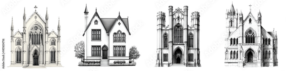 Fototapeta premium Gothic architecture in historic churches and cathedrals.