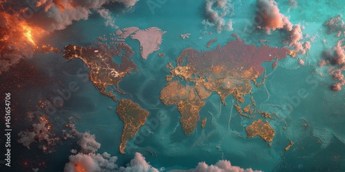 Obraz na płótnie World Map Banner w salonie