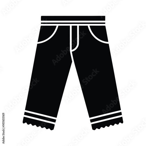 Wide Cuff Jeans With Frayed Hems Icon Silhouette Vector Illustration