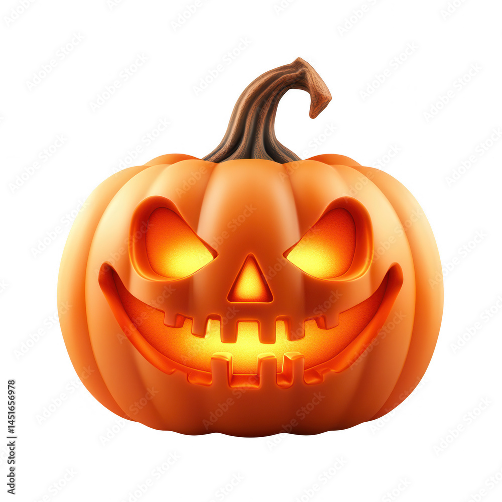 Glowing Jack o' Lantern with Menacing Smile against transparent background Glowing Jack o' Lantern with Menacing Smile against transparent background